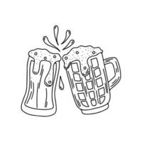 copos de cerveja com espuma. aplaudindo copos de cerveja. dia internacional da cerveja. dia internacional da cerveja. ilustração vetorial. vetor