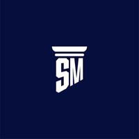 sm design de logotipo de monograma inicial para escritório de advocacia vetor