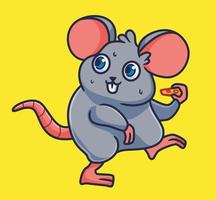 ladrão de medo de rato bonito dos desenhos animados. vetor de ilustração animal de desenho animado isolado