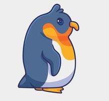 pinguim de pescoço amarelo fofo. ilustração animal isolada dos desenhos animados. vetor de logotipo premium de design de ícone de adesivo de estilo simples. personagem mascote