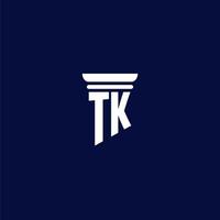 design de logotipo de monograma inicial tk para escritório de advocacia vetor