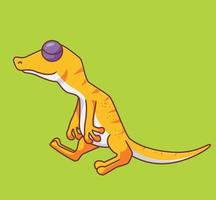 lindo lagarto sonolento. ilustração animal isolada. vetor premium de ícone de adesivo de estilo simples