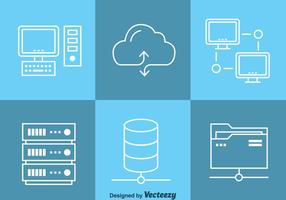 Vector de ícones de computação de dados em nuvem