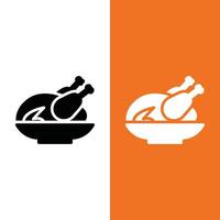 logotipo de ícone de vetor de frango assado no estilo glifo