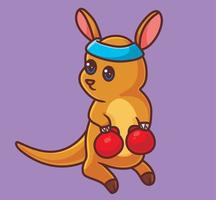 esporte de boxe canguru bonito dos desenhos animados. vetor de ilustração animal de desenho animado isolado