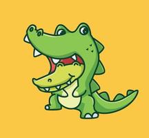 fantasia de crocodilo bebê fofo. ilustração isolada do conceito de natureza animal dos desenhos animados. estilo plano adequado para vetor de logotipo premium de design de ícone de adesivo. personagem mascote