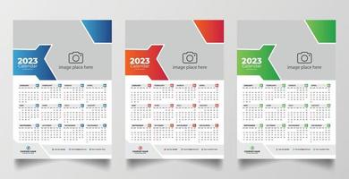 2023 modelo de design de calendário de parede de uma página vetor