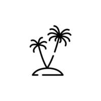 palma, coco, árvore, ilha, modelo de logotipo de ilustração vetorial de ícone de linha pontilhada de praia. adequado para muitos propósitos. vetor