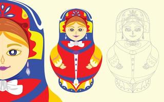 arte de boneca russa matryoshka com moda vetorial vetor