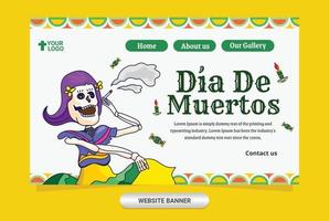 modelo de banner de conceito de ilustração plana dia de muertos vetor