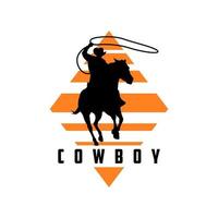 design de logotipo de silhueta de cowboy vetor