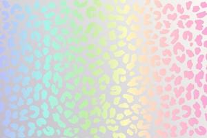 fundo de leopardo arco-íris. textura de chita de folha holográfica. impressão gradiente de padrão animal. ilustração em vetor abstrato pastel.