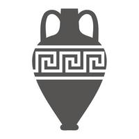 ânfora grega e pote com padrão de meandro. ilustração de glifo de silhueta de vaso antigo. cerâmica de barro. vetor. vetor