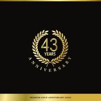 aniversário de logotipo de luxo 43 anos usado para hotel, spa, restaurante, vip, moda e identidade de marca premium. vetor