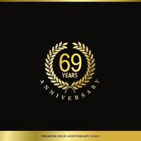 aniversário de logotipo de luxo 69 anos usado para hotel, spa, restaurante, vip, moda e identidade de marca premium.