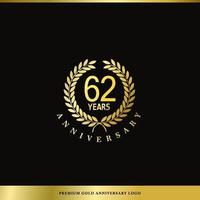 aniversário de logotipo de luxo 62 anos usado para hotel, spa, restaurante, vip, moda e identidade de marca premium. vetor