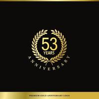 aniversário de logotipo de luxo 53 anos usado para hotel, spa, restaurante, vip, moda e identidade de marca premium. vetor