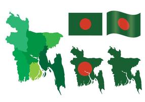 Conjunto de vetores de mapa e bandeira de Bangladesh