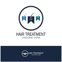logotipo de tratamento capilar logotipo de transplante de cabelo ilustração de design de imagem vetorial vetor