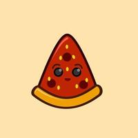 design de ilustração de desenhos animados de pizza bonito colorido e bonito. vetor