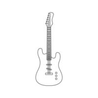 guitarra elétrica de contorno preto isolada no fundo branco vetor