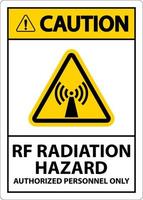 cuidado perigo de radiação rf autorizado apenas assinar em fundo branco vetor