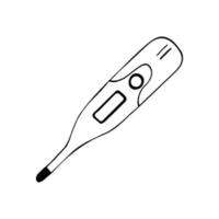doodle desenhado à mão termômetro eletrônico médico. , escandinavo, nórdico, minimalismo, monocromático. ícone saúde temperatura corporal medicina vetor