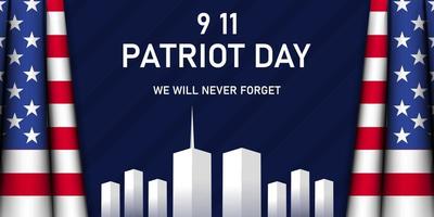 9.11 banner horizontal de ilustração do dia do patriota vetor