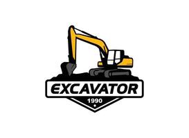 vetor de logotipo de escavadeira para empresa de construção. ilustração vetorial de modelo de equipamento pesado para sua marca.