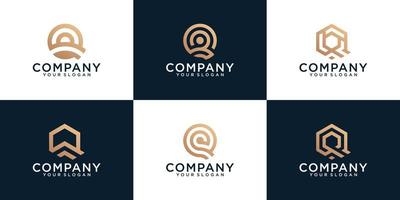 conjunto de modelo de logotipo de letra r criativo monograma. ícones para negócios de luxo, elegantes, simples vetor