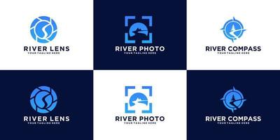 coleção de inspiração de design de logotipo de rio criativo vetor