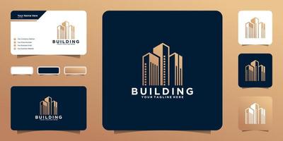 design de logotipo de edifício moderno de apartamento plano e inspiração de cartão de visita vetor