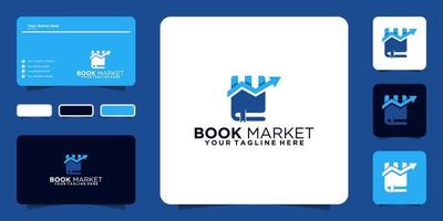 logotipo de design inspirador de mercado de livros e cartão de visita vetor