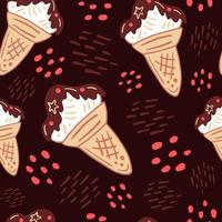 estilo de doodle de sorvete de chocolate sem costura padrão vetor