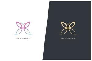 design de conceito de logotipo de vetor de animais de spa de bem-estar cosmético borboleta