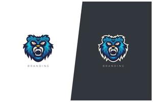 design de conceito de logotipo de vetor de animais grisalhos de urso bravo