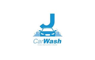 j logotipo carwash para identidade. ilustração vetorial de modelo de carro para sua marca. vetor