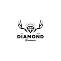 logotipo de diamante com design premium de veado de chifre vetor
