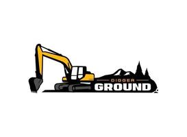 vetor de logotipo de escavadeira para empresa de construção. ilustração vetorial de modelo de equipamento pesado para sua marca.