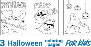 página para colorir. ilustração em vetor preto e branco com abóbora feliz no chapéu de bruxa. Página para colorir de cabana assustadora de halloween para crianças.