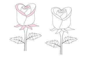 flor rosa vetor ilustração de cor de água, vetor de arte de linha minimalista criativa flor de ovas