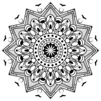 design de desenho de linha de mandala, coloração de flores de mandala para adultos, mandala redonda com padrão floral. página para colorir preto e branco, ornamento decorativo de círculo mandala em estilo oriental étnico vetor