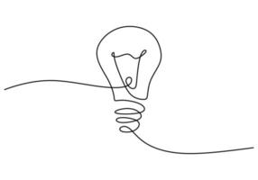 um desenho manual de uma única linha contínua de uma lâmpada grande vetor