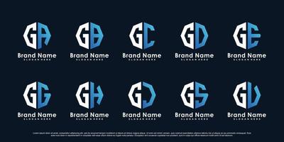 coleção de modelo de design de logotipo de ícone de letra inicial g com vetor premium de elemento criativo