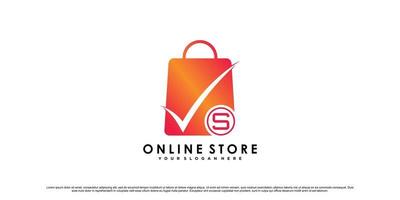 design de logotipo de loja online para ícone de negócios de comércio com vetor premium de conceito de estilo moderno