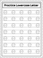 ABC rastreamento de letras do alfabeto. letra minúscula e. prática de caligrafia para crianças pré-escolares vetor