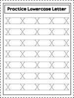 ABC rastreamento de letras do alfabeto. letra minúscula x. prática de caligrafia para crianças pré-escolares vetor