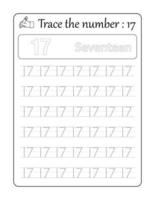 rastrear o número 17. rastreamento de número para crianças vetor