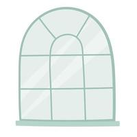 janela desenhada de mão com moldura azul. elemento interior e exterior. ilustração vetorial isolada vetor
