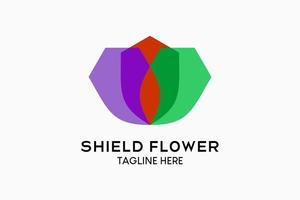 design de logotipo de escudo floral com um conceito empilhado criativo e simples. ilustração vetorial moderna vetor